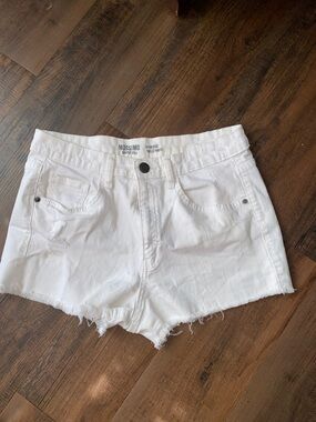 Mossimo Supply Co. White Denim Frayed Hem Shorts
